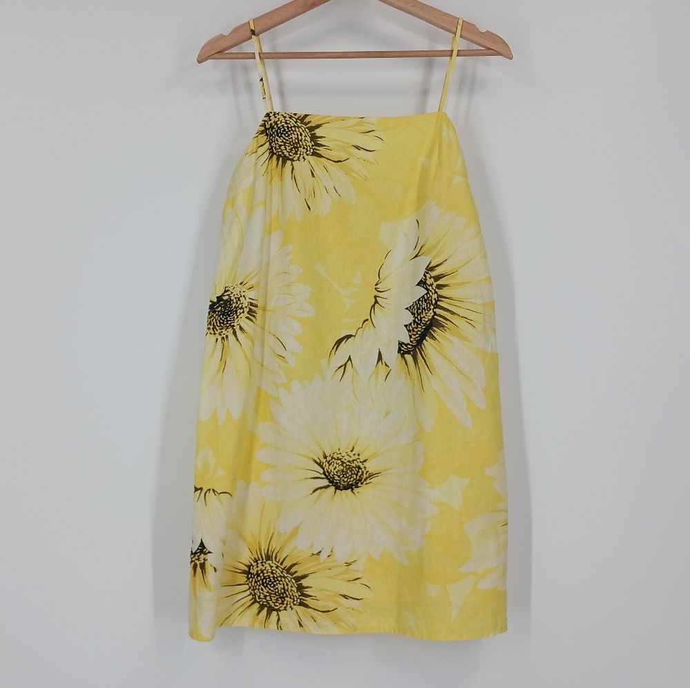 H&M Linen Blend Sunflower Print Dress